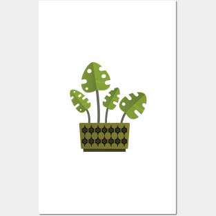 Retro Monstera Plant Posters and Art